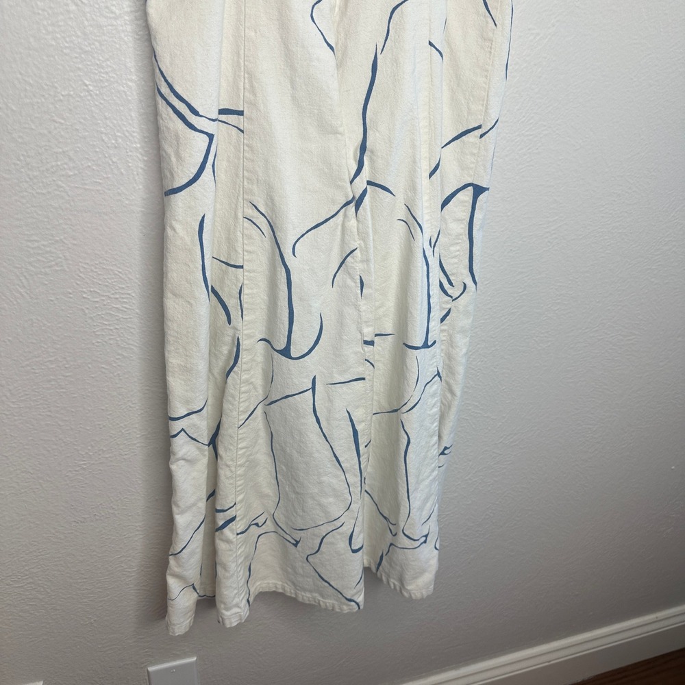 Corey Lynn Calter Printed Square-Neck Dress Cotton Linen Midi Size Small - Picture 6 of 8